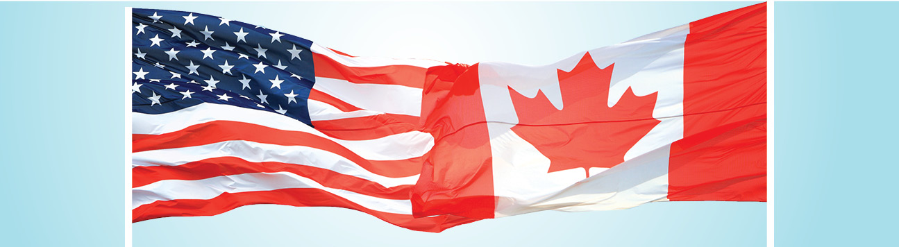 Transborder shipping - flags of the United states and Canada